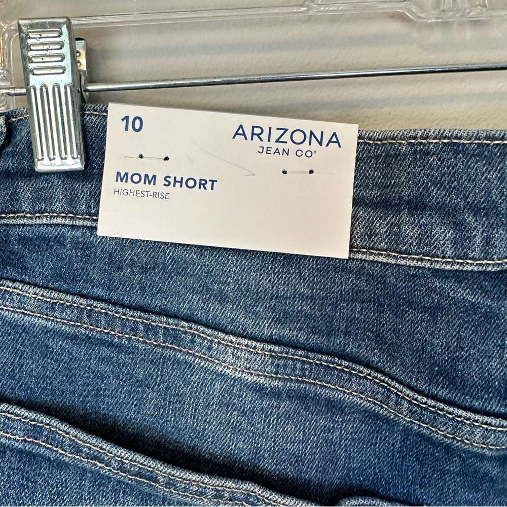 Arizona Jean Co Highest Rise Mom Short Women's Blue Denim Summer Rolled Cuff Hem - Picture 4 of 8